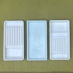 3 MILK GLASS DENTAL INSTRUMENT TRAYS